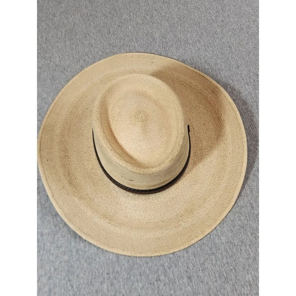 Alamo Hats Straw Cowboy Hat Mens 7 3/8 Tan Iron Weave Western Wide Brim